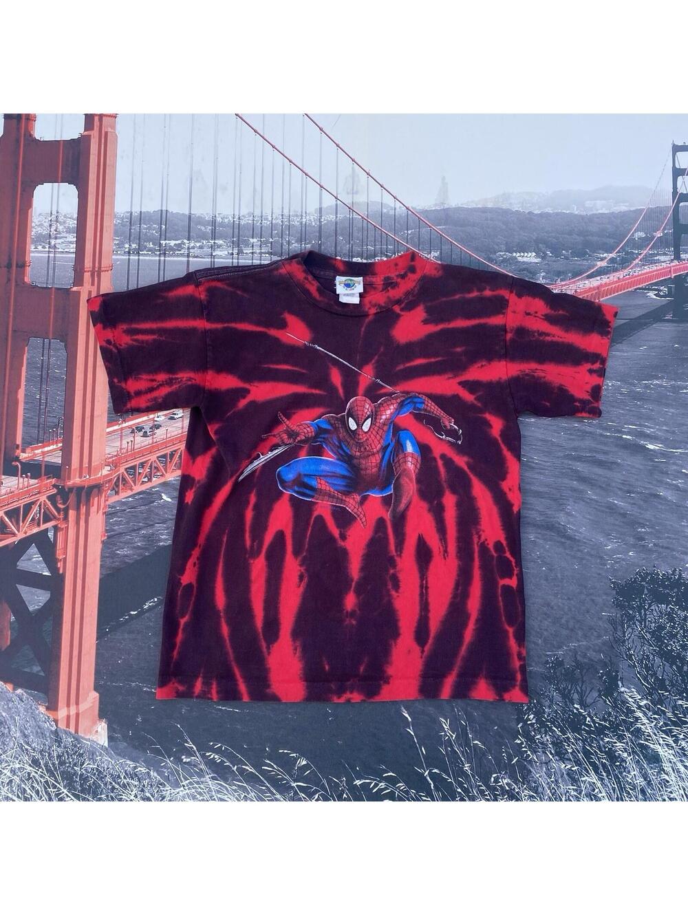 Vtg Spiderman Shirt Universal Studios Kids 14/16 Islands of Adventure TieDye Y2K